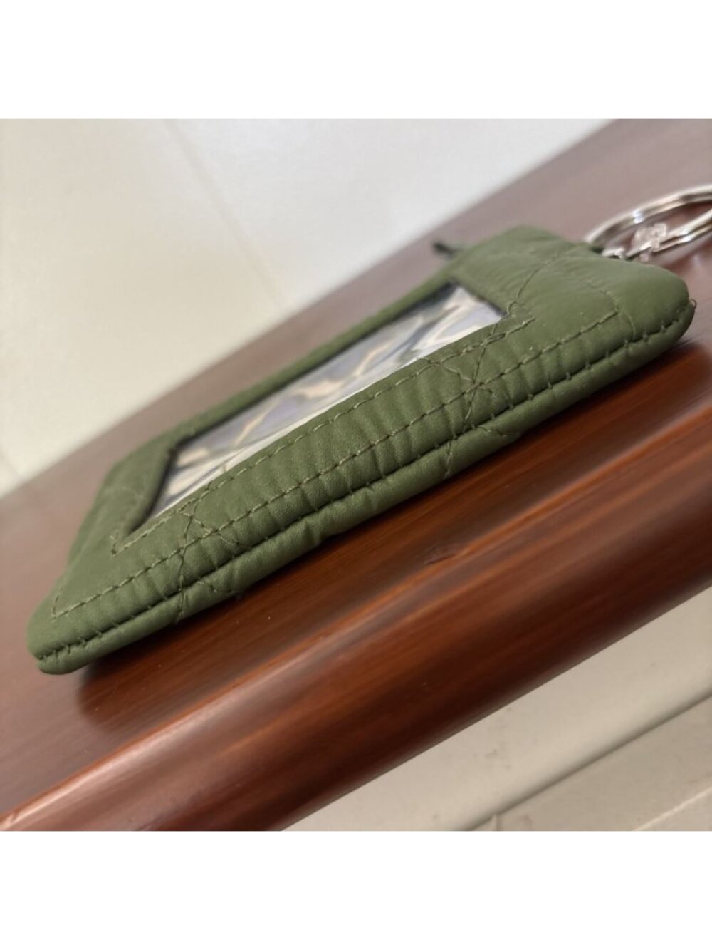 Vera Bradley Cedar Green Ultralight Zip-ID Case w/ Key Ring Floral Lining - Picture 5 of 10